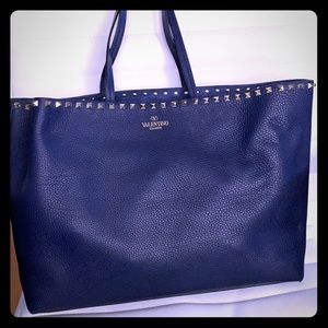 Valentino Rockstud Tote Bag in Navy